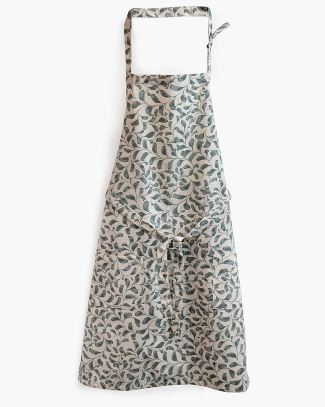 Scroll 100% Cotton Apron – Adjustable Neck, Long Waist Ties & 2 Front Pockets | Lovable Blue