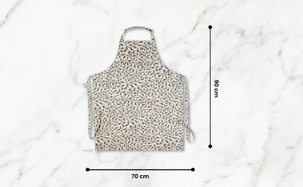 Scroll 100% Cotton Apron – Adjustable Neck, Long Waist Ties & 2 Front Pockets | Lovable Blue