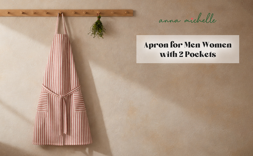 Striped 100% Cotton Apron – Adjustable Neck, Long Waist Ties & 2 Front Pockets | Beautiful Rose