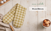 Checked 100% Cotton Double Oven Glove – Heat Resistant with Hanging Loop | Lively Green