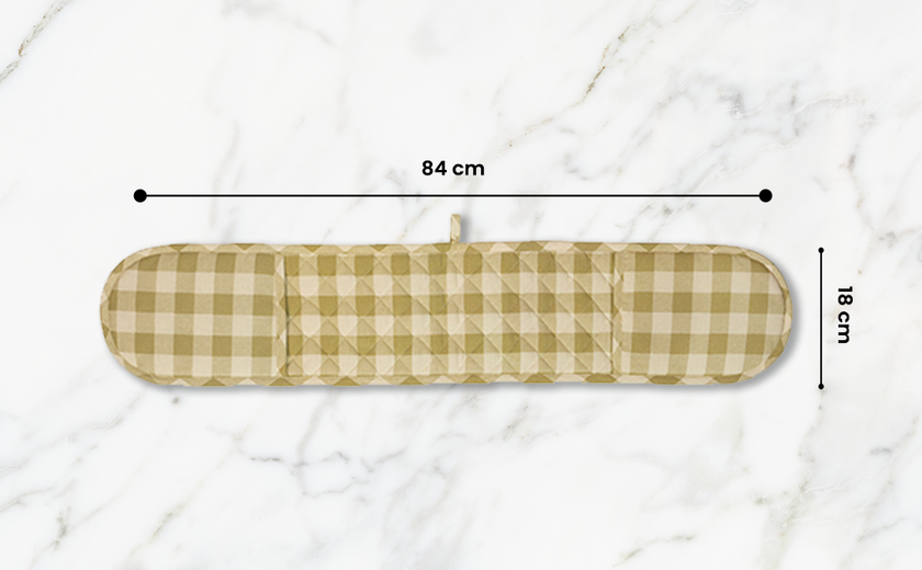 Checked 100% Cotton Double Oven Glove – Heat Resistant with Hanging Loop | Lively Green