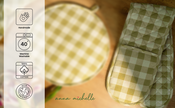 Checked 100% Cotton Double Oven Glove – Heat Resistant with Hanging Loop | Lively Green