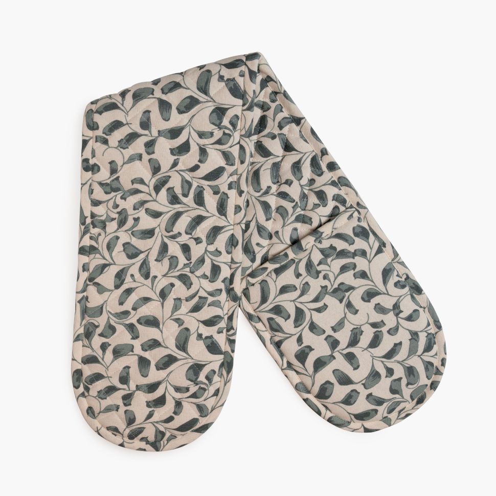 Scroll 100% Cotton Double Oven Glove – Heat Resistant with Hanging Loop | Lovable Blue