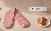Striped 100% Cotton Double Oven Glove – Heat Resistant with Hanging Loop | Beautiful Rose