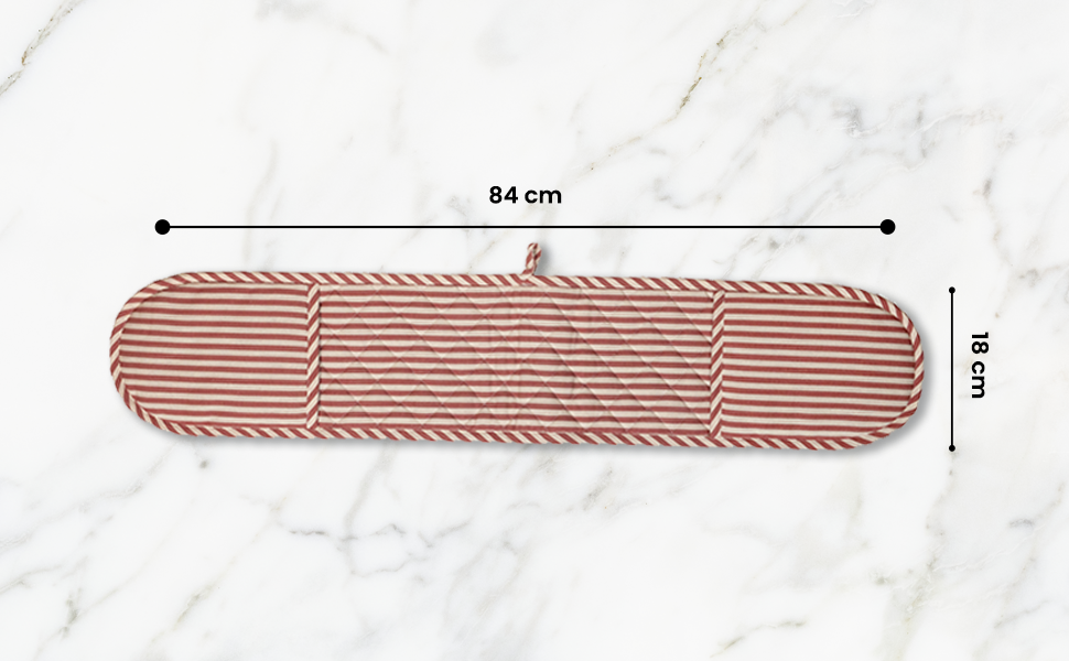 Striped 100% Cotton Double Oven Glove – Heat Resistant with Hanging Loop | Beautiful Rose
