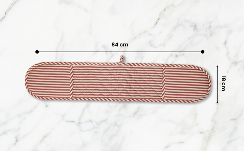 Striped 100% Cotton Double Oven Glove – Heat Resistant with Hanging Loop | Beautiful Rose