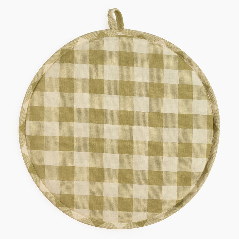 Checked 100% Cotton Hob Cover with Terry Towelling Base | Lively Green
