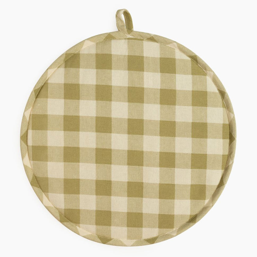 Checked 100% Cotton Hob Cover with Terry Towelling Base | Lively Green