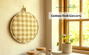Checked 100% Cotton Hob Cover with Terry Towelling Base | Lively Green