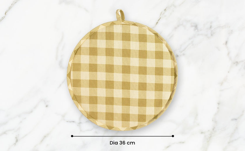 Checked 100% Cotton Hob Cover with Terry Towelling Base | Lively Green