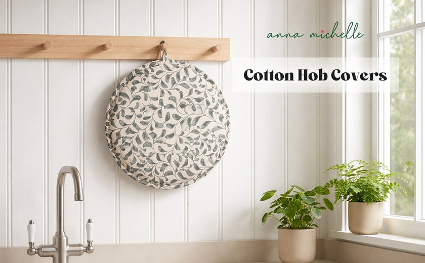 Scroll 100% Cotton Hob Cover with Terry Towelling Base | Lovable Blue