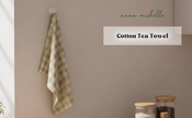 Checked 100% Cotton Set of 2 Reusable Cloth Tea Towels with Hanging Loop | Lively Green