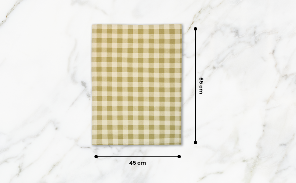 Checked 100% Cotton Set of 2 Reusable Cloth Tea Towels with Hanging Loop | Lively Green