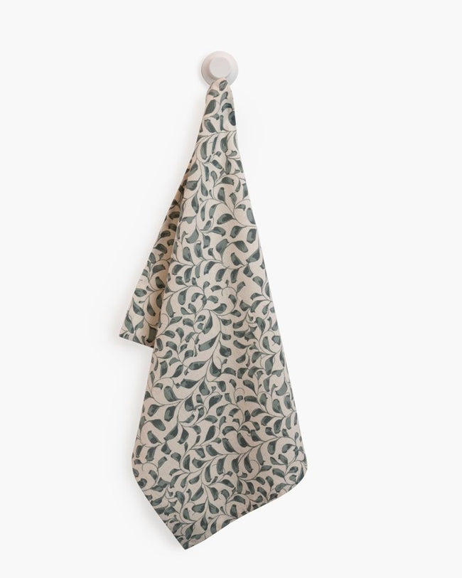 Scroll 100% Cotton Set of 2 Reusable Cloth Tea Towels with Hanging Loop | Lovable Blue