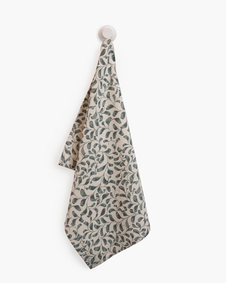 Scroll 100% Cotton Set of 2 Reusable Cloth Tea Towels with Hanging Loop | Lovable Blue