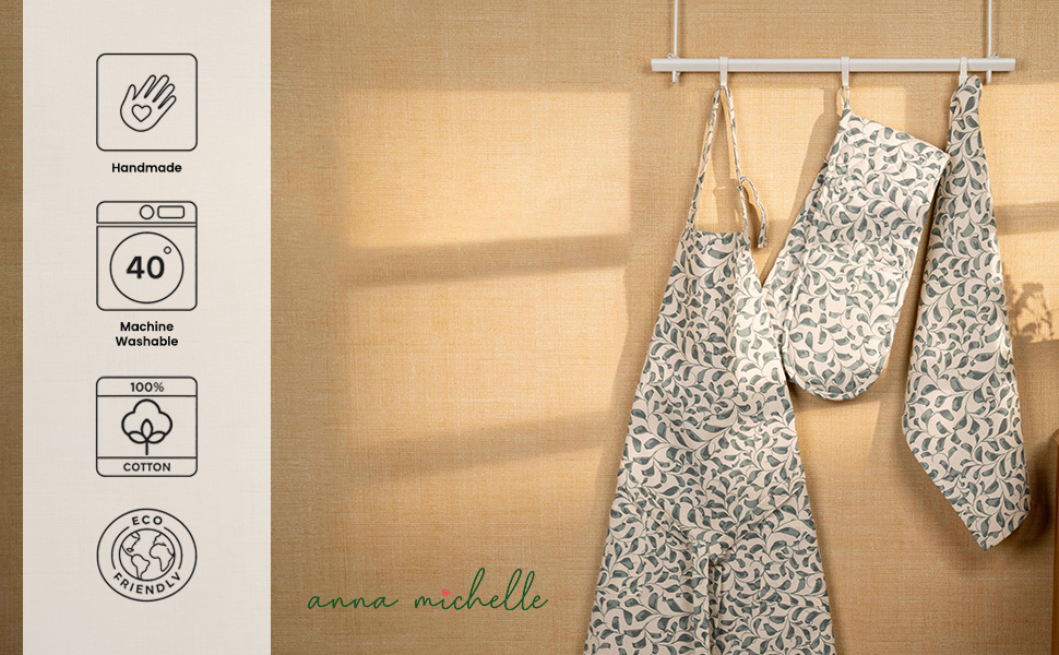 Scroll 100% Cotton Set of 2 Reusable Cloth Tea Towels with Hanging Loop | Lovable Blue