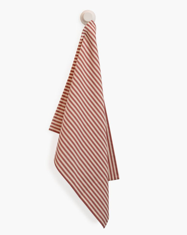 Striped 100% Cotton Set of 2 Reusable Cloth Tea Towels with Hanging Loop | Beautiful Rose