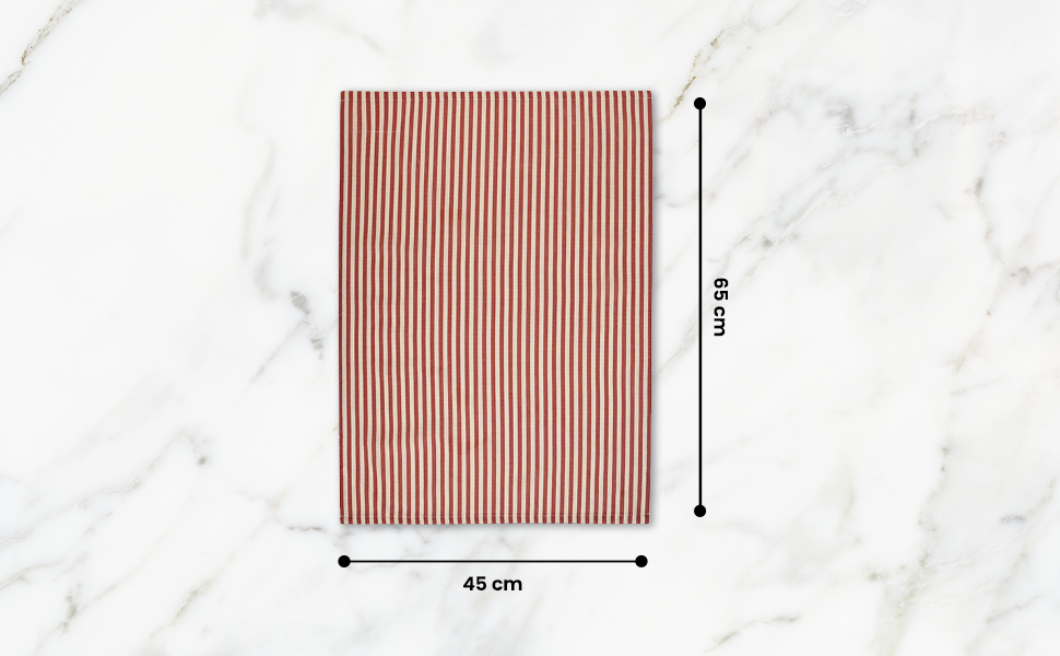 Striped 100% Cotton Set of 2 Reusable Cloth Tea Towels with Hanging Loop | Beautiful Rose