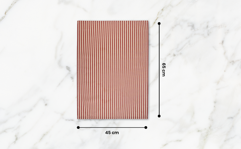 Striped 100% Cotton Set of 2 Reusable Cloth Tea Towels with Hanging Loop | Beautiful Rose