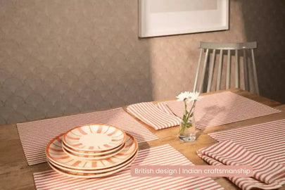 Striped 100% Cotton Set of 2 Reusable Placemats | Beautiful Rose