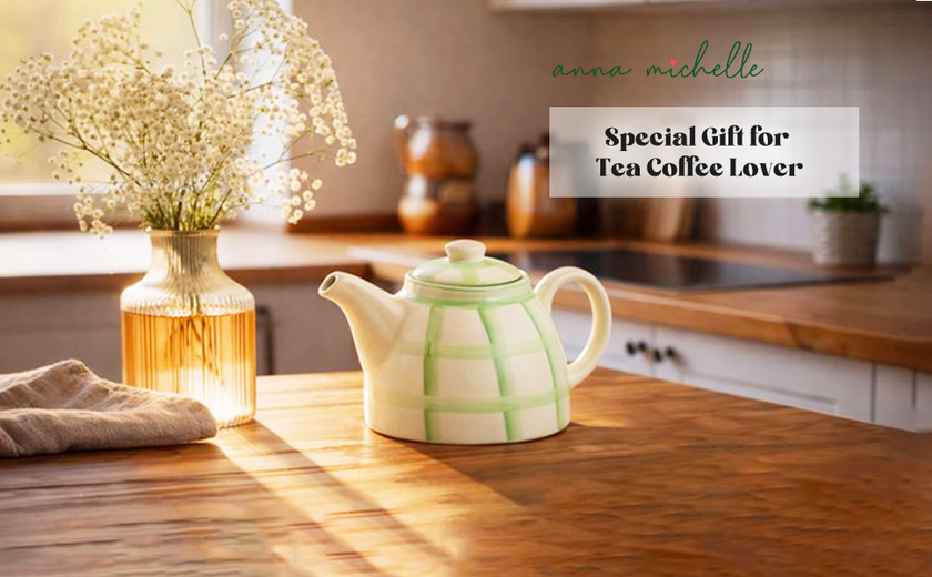 Checked 1,200ml Handmade & Hand-Painted Stoneware Teapot | Lively Green