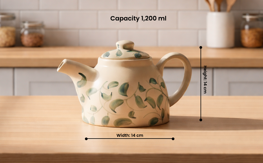 Scroll 1,200ml Handmade & Hand-Painted Stoneware Teapot | Lovable Blue