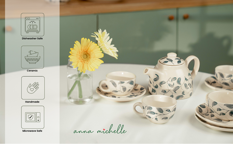 Scroll 1,200ml Handmade & Hand-Painted Stoneware Teapot | Lovable Blue