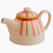 Striped 1,200ml Handmade & Hand-Painted Stoneware Teapot | Beautiful Rose