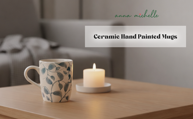 Scroll Handmade & Hand-Painted Stoneware (Set of 4 Mugs) | Lovable Blue