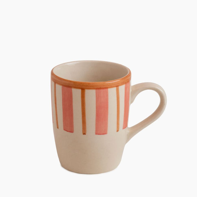 Striped Handmade & Hand-Painted Stoneware (Set of 4) Mugs | Beautiful Rose
