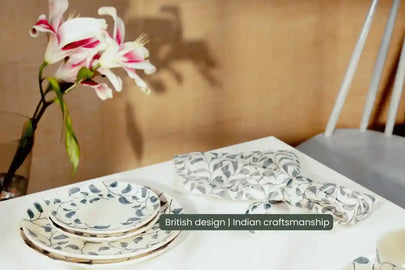 Anna Michelle Designs Scroll Handmade & Hand-Painted Stoneware Side Plates – Set of 4 | Lovable Blue - Anna Michelle Designs