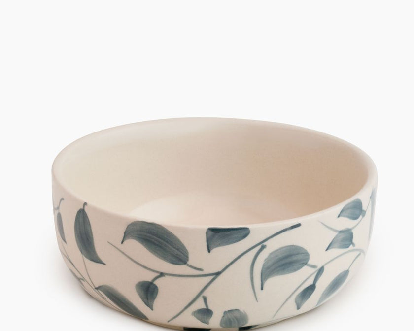 Scroll Handmade & Hand-Painted Stoneware Serving Bowls (Set of 2) | Lovable Blue