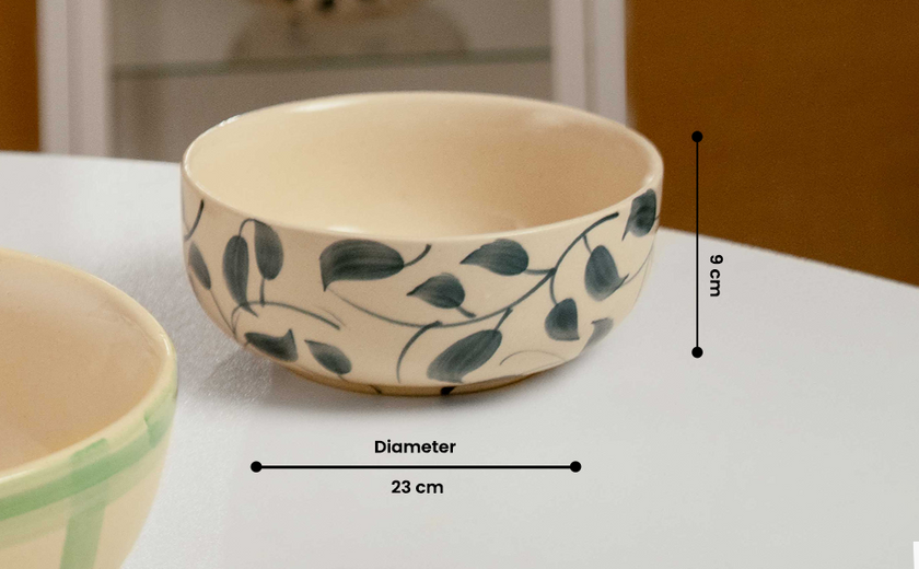 Scroll Handmade & Hand-Painted Stoneware Serving Bowls (Set of 2) | Lovable Blue