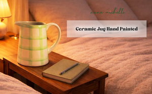 Checked Handmade & Hand-Painted Stoneware Jug  1500ml | Lively Green