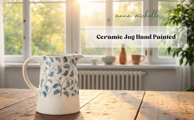 Scroll Handmade & Hand-Painted Stoneware Jug – 1500ml | Lovable Blue